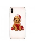Coque iPhone XS Max Chien Dog Pere Noel Christmas Boules Sapin - Maryline Cazenave