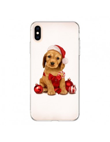 Coque iPhone XS Max Chien Dog Pere Noel Christmas Boules Sapin - Maryline Cazenave