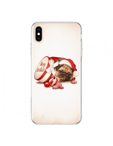 Coque iPhone XS Max Chien Dog Pere Noel Christmas Boite - Maryline Cazenave