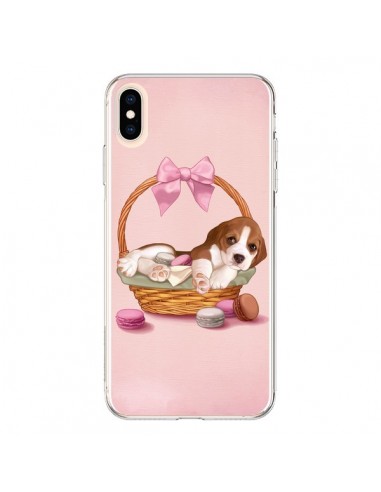 Coque iPhone XS Max Chien Dog Panier Noeud Papillon Macarons - Maryline Cazenave
