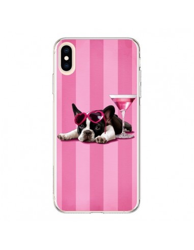 Coque iPhone XS Max Chien Dog Cocktail Lunettes Coeur Rose - Maryline Cazenave