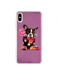 Coque iPhone XS Max Chien Dog Boite Noeud Papillon Pois...