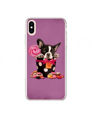 Coque iPhone XS Max Chien Dog Boite Noeud Papillon Pois Bonbon - Maryline Cazenave