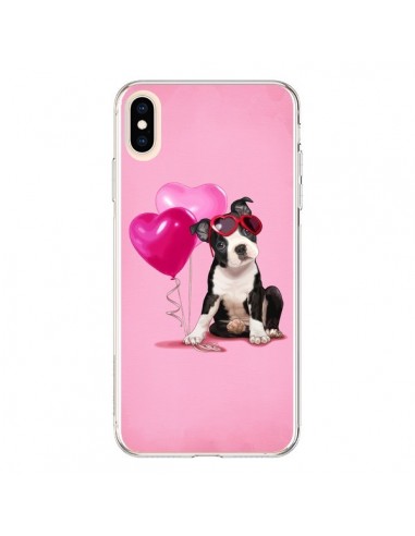 Coque iPhone XS Max Chien Dog Ballon Lunettes Coeur Rose - Maryline Cazenave