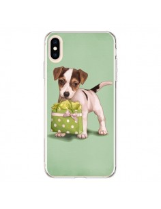 Coque iPhone XS Max Chien Dog Shopping Sac Pois Vert -...