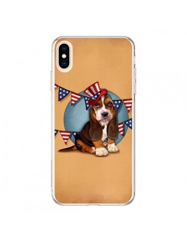 Coque iPhone XS Max Chien Dog USA Americain - Maryline Cazenave