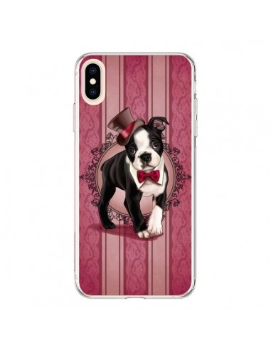 Coque iPhone XS Max Chien Dog Gentleman Noeud Papillon Chapeau - Maryline Cazenave