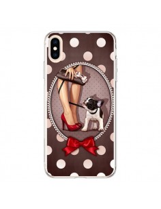 Coque iPhone XS Max Lady Jambes Chien Dog Pois Noeud...