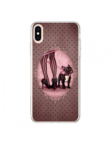 Coque iPhone XS Max Lady Jambes Chien Dog Rose Pois Noir - Maryline Cazenave