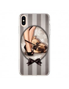 Coque iPhone XS Max Lady Noir Noeud Papillon Chien Dog...