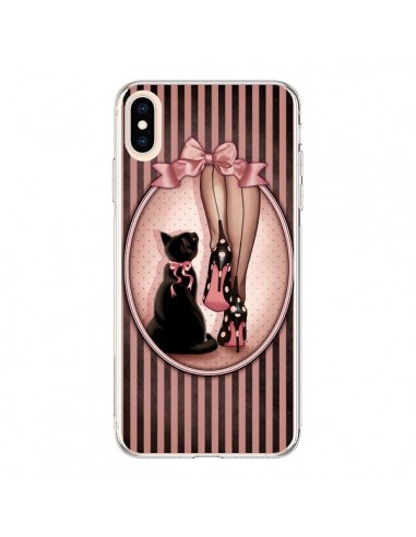 Coque iPhone XS Max Lady Chat Noeud Papillon Pois Chaussures - Maryline Cazenave