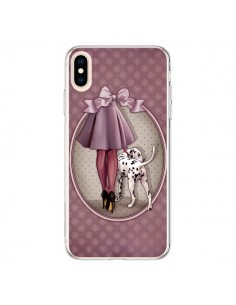 Coque iPhone XS Max Lady Chien Dog Dalmatien Robe Pois -...