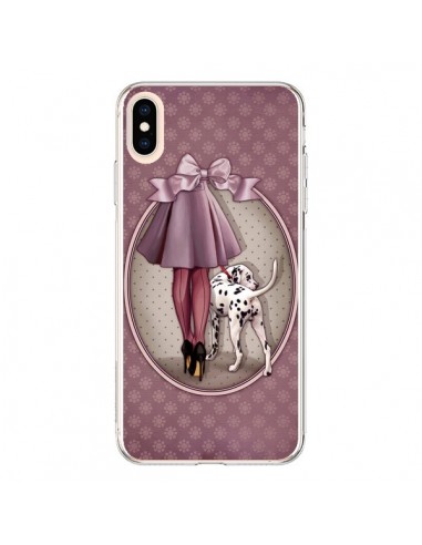 Coque iPhone XS Max Lady Chien Dog Dalmatien Robe Pois - Maryline Cazenave