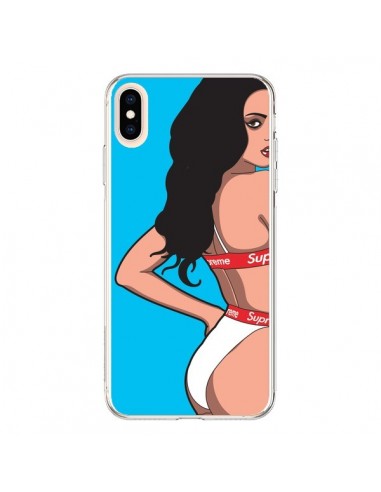 Coque iPhone XS Max Pop Art Femme Bleu - Mikadololo