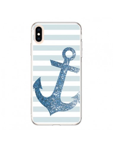 Coque iPhone XS Max Ancre Bleu Navire - Monica Martinez