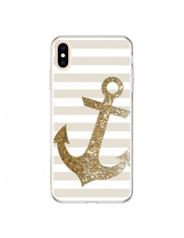 Coque iPhone XS Max Ancre Or Navire - Monica Martinez