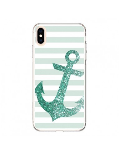 Coque iPhone XS Max Ancre Vert Navire - Monica Martinez