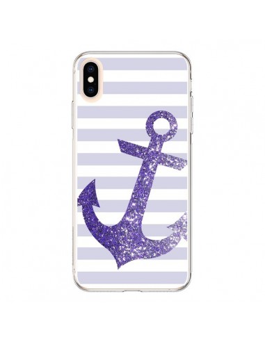 Coque iPhone XS Max Ancre Violet Navire - Monica Martinez