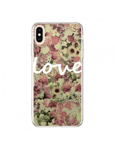 Coque iPhone XS Max Love Blanc Flower - Monica Martinez