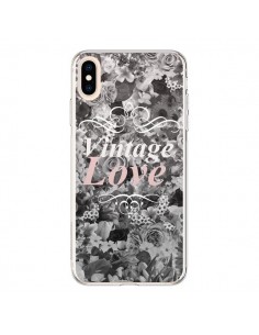 Coque iPhone XS Max Vintage Love Noir Flower - Monica...