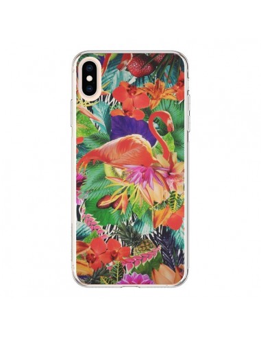 Coque iPhone XS Max Tropical Flamant Rose - Monica Martinez