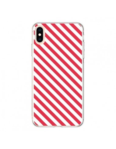 Coque iPhone XS Max Bonbon Candy Rose et Blanche Rayée - Nico
