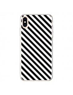 Coque iPhone XS Max Bonbon Candy Noire et Blanche Rayée -...