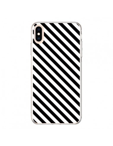 Coque iPhone XS Max Bonbon Candy Noire et Blanche Rayée - Nico