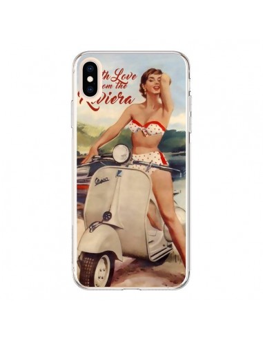 Coque iPhone XS Max Pin Up With Love From the Riviera Vespa Vintage - Nico