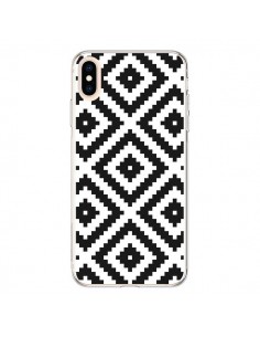 Coque iPhone XS Max Diamond Chevron Black and White -...