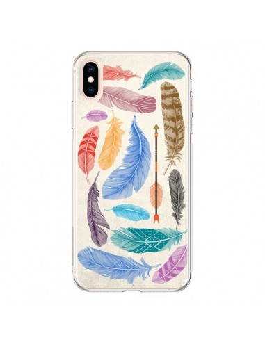 Coque iPhone XS Max Feather Plumes Multicolores - Rachel Caldwell