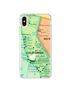 Coque iPhone XS Max Carte Map Californie - R Delean