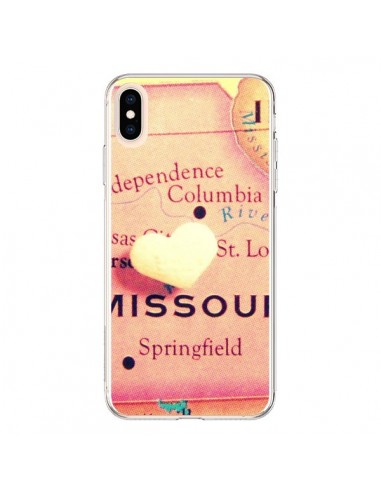 Coque iPhone XS Max Carte Map Missouri Coeur - R Delean