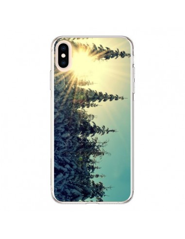 Coque iPhone XS Max Hiver Paysage Neige Montagnes Sapins Ski - R Delean