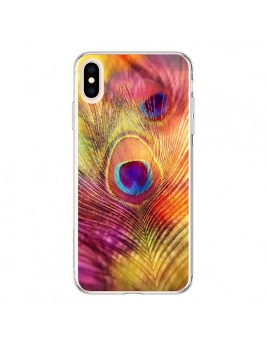 Coque iPhone XS Max Plume de Paon Multicolore - Sylvia Cook