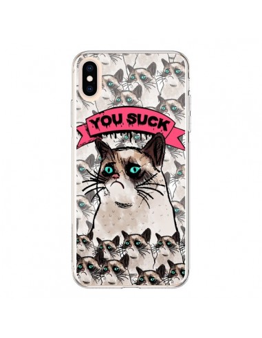 Coque iPhone XS Max Chat Grumpy Cat You Suck - Sara Eshak