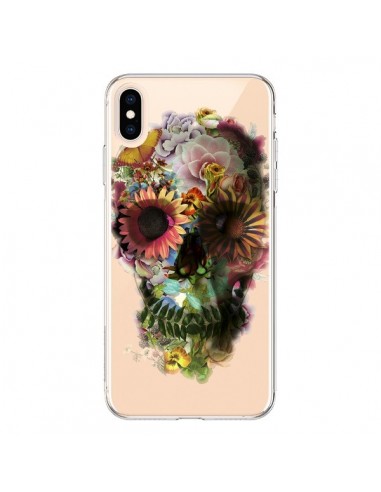 Coque iPhone XS Max Skull Flower Tête de Mort Transparente souple - Ali Gulec