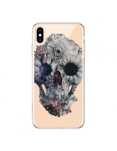 Coque iPhone XS Max Floral Skull Tête de Mort Transparente souple - Ali Gulec