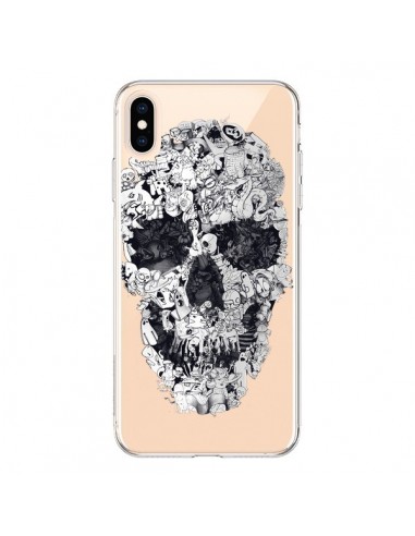 Coque iPhone XS Max Doodle Skull Dessin Tête de Mort Transparente souple - Ali Gulec