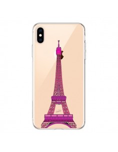 Coque iPhone XS Max Tour Eiffel Rose Paris Transparente...