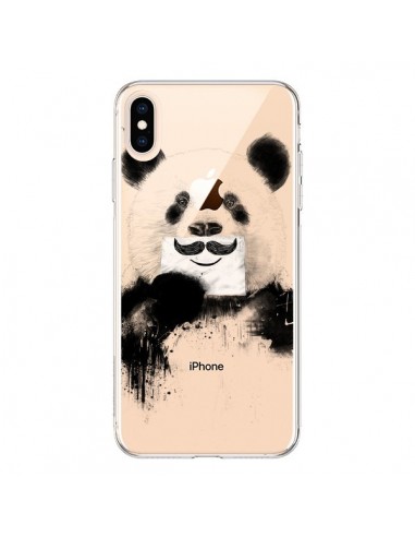 Coque iPhone XS Max Funny Panda Moustache Transparente souple - Balazs Solti