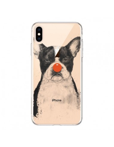 Coque iPhone XS Max Clown Bulldog Dog Chien Transparente souple - Balazs Solti