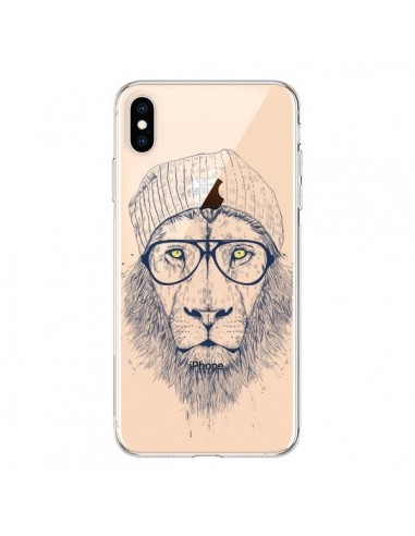 Coque iPhone XS Max Cool Lion Swag Lunettes Transparente souple - Balazs Solti