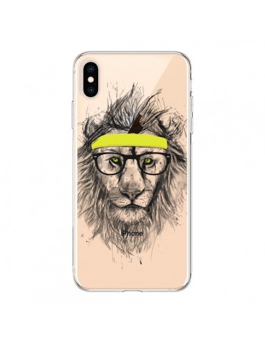 Coque iPhone XS Max Hipster Lion Transparente souple - Balazs Solti