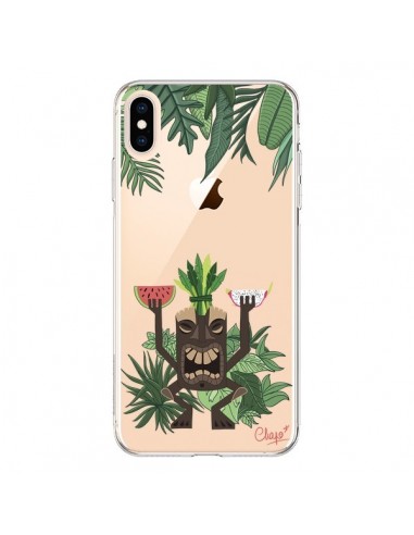 Coque iPhone XS Max Tiki Thailande Jungle Bois Transparente souple - Chapo