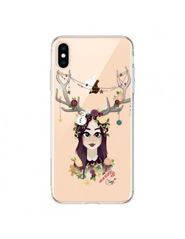 Coque iPhone XS Max Christmas Girl Femme Noel Bois Cerf Transparente souple - Chapo