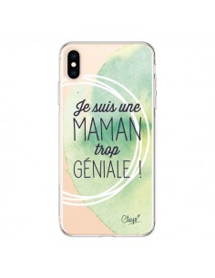Coque iPhone XS Max Je suis une Maman trop Géniale Vert...