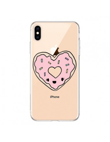 Coque iPhone XS Max Donuts Heart Coeur Rose Transparente souple - Claudia Ramos