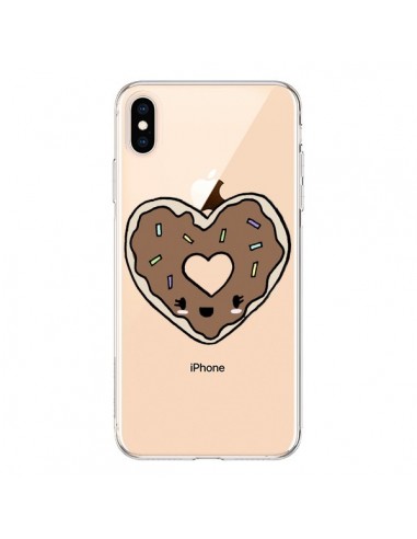 Coque iPhone XS Max Donuts Heart Coeur Chocolat Transparente souple - Claudia Ramos