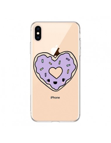 Coque iPhone XS Max Donuts Heart Coeur Violet Transparente souple - Claudia Ramos